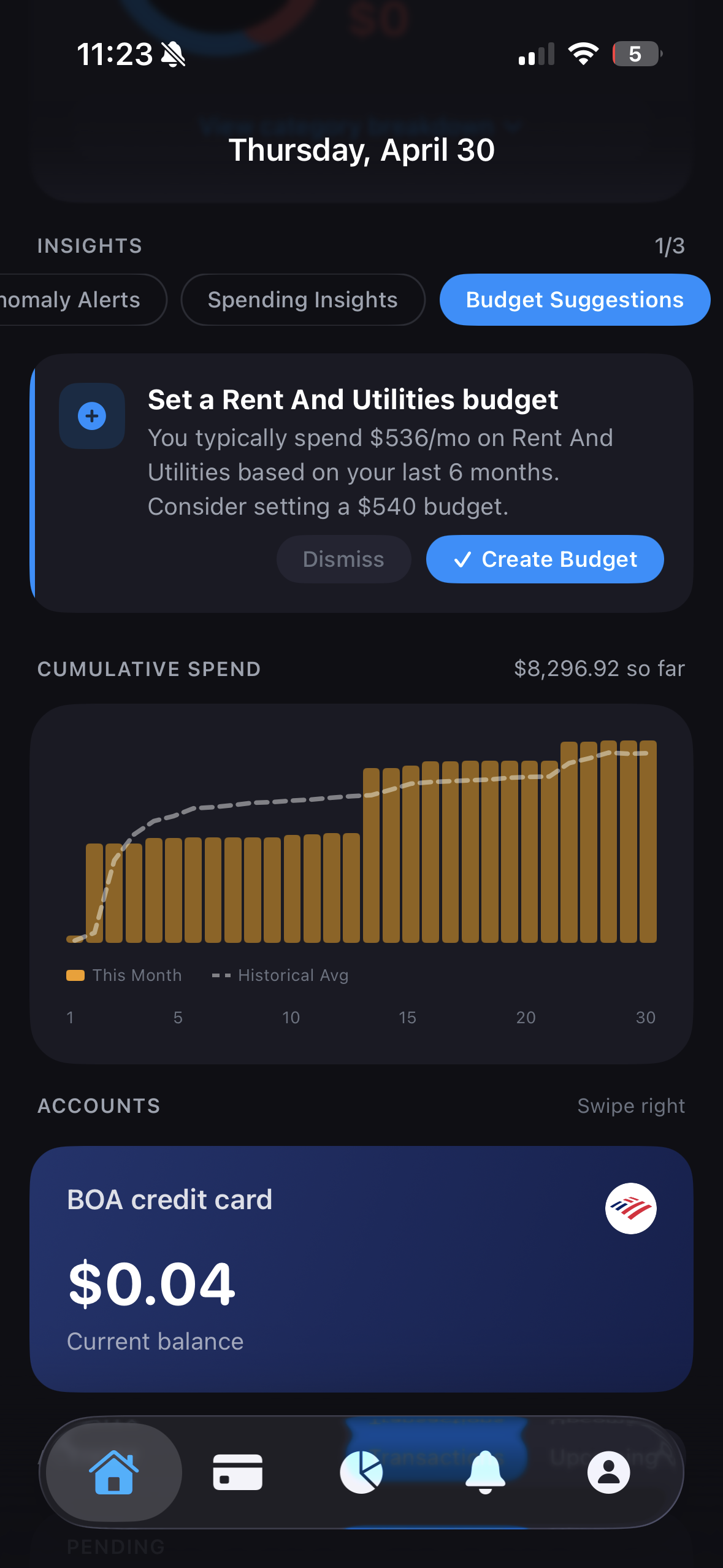 Budget suggestions and accounts
